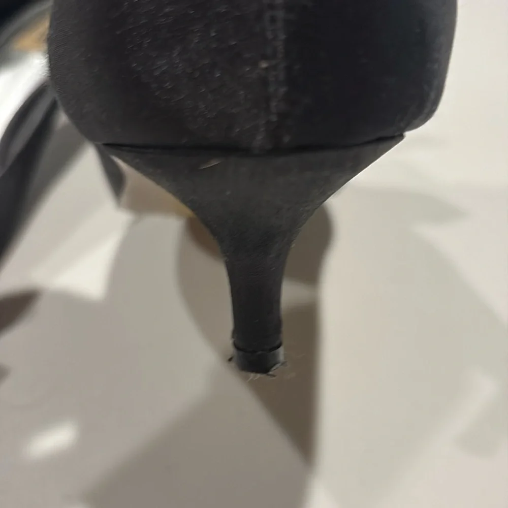 RSVP - Black Peep Toe Heels with Ruffle Detail. Size 11.